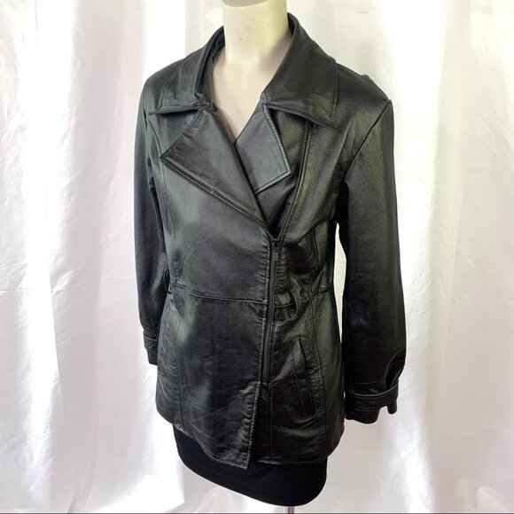 CHEROKEE BLACK LEATHER COAT GENUINE LEATHER JACKET WITH ZIPPER NWOT SIZE SMALL - Picture 7 of 9